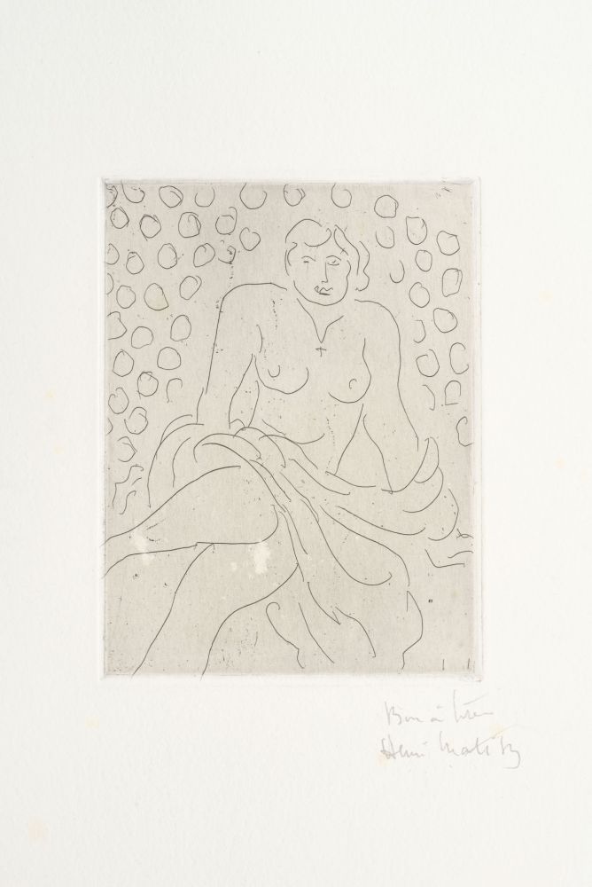 Stich Matisse - Nu drapé sur fond composé de cercles