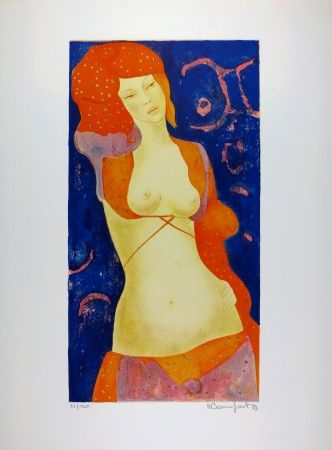 Lithographie Bonnefoit - Nu Orange / Orange Nude