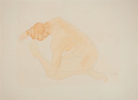 Lithographie Rodin - Nu s'étirant