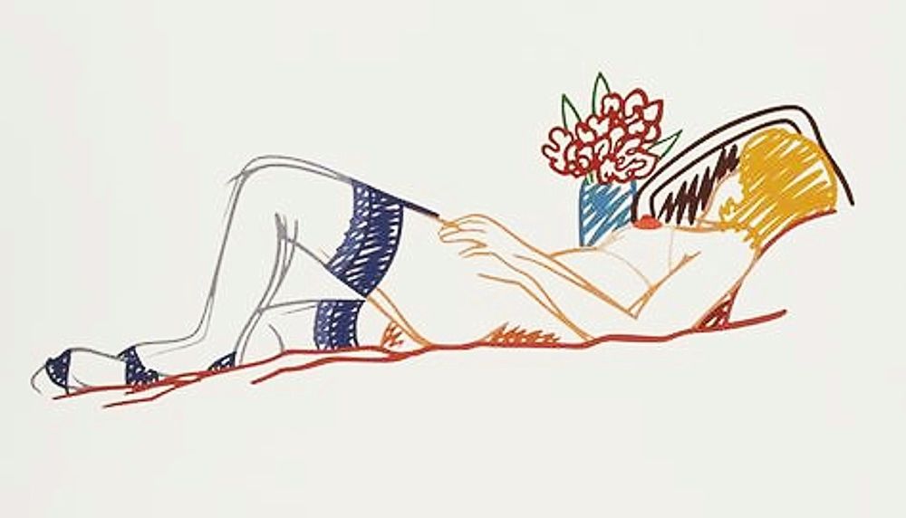 Siebdruck Wesselmann - Nude with Bouquet and Stockings 