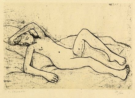 Lithographie Casorati - Nudo disteso