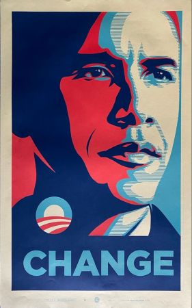 Siebdruck Fairey - Obama Change
