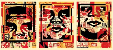 Lithographie Fairey - Obey 3 Face Collage