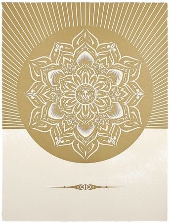 Siebdruck Fairey - Obey Lotus Diamond (White / Gold)