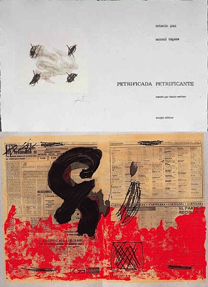 Illustriertes Buch Tàpies - Octavio PAZ: PETRIFICADA PETRIFICANTE. 8 gravures originales en couleurs (1978).