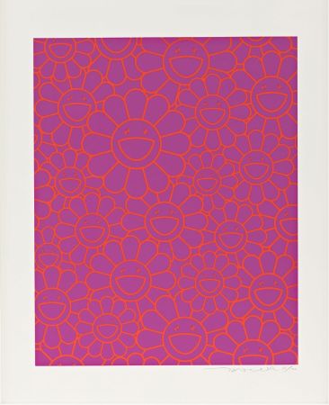 Siebdruck Murakami - October Story (Lavender Orange Flowers)