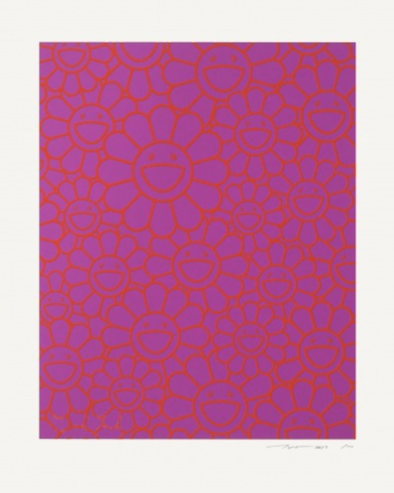 Multiple Murakami - October Story Silkscreen (Orange Lavender Flowers)