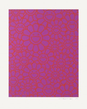 Multiple Murakami - October Story Silkscreen (Orange Lavender Flowers)