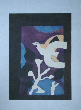 Lithographie Braque - Oiseau et Lotus. Avant La Lettre