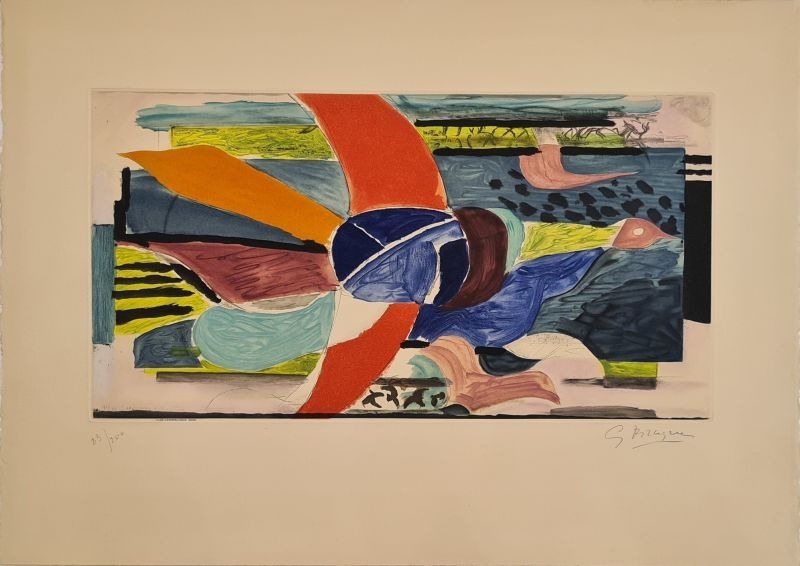 Radierung Und Aquatinta Braque - Oiseau multicolore 