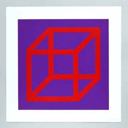 Linolschnitt Lewitt - Open Cube in Color on Color Plate 05