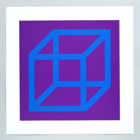 Linolschnitt Lewitt - Open Cube in Color on Color Plate 13