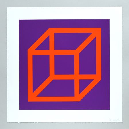 Linolschnitt Lewitt - Open Cube in Color on Color Plate 17