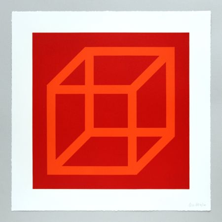 Linolschnitt Lewitt - Open Cube in Color on Color Plate 18