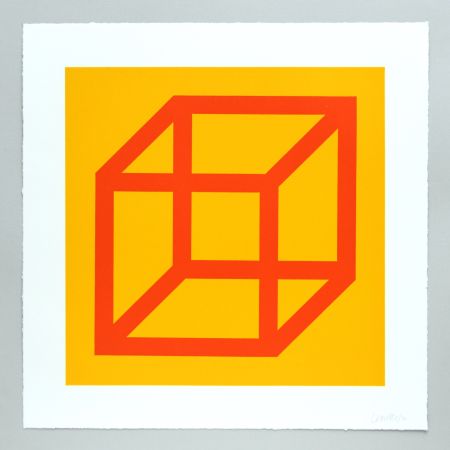 Linolschnitt Lewitt - Open Cube in Color on Color Plate 19