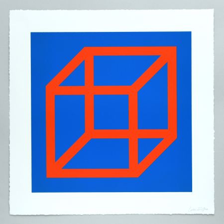Linolschnitt Lewitt - Open Cube in Color on Color Plate 20