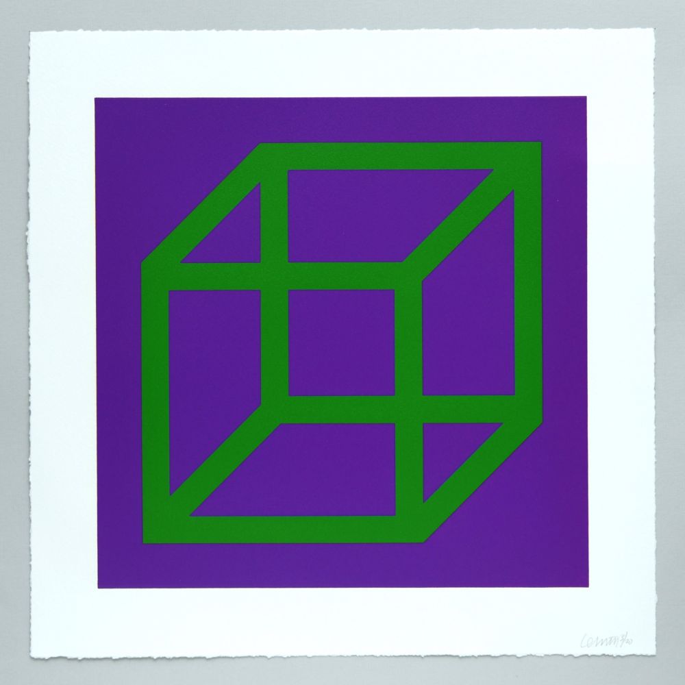 Linolschnitt Lewitt - Open Cube in Color on Color Plate 21