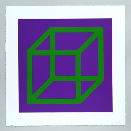 Linolschnitt Lewitt - Open Cube in Color on Color Plate 21