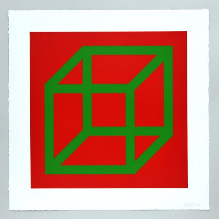 Linolschnitt Lewitt - Open Cube in Color on Color Plate 22