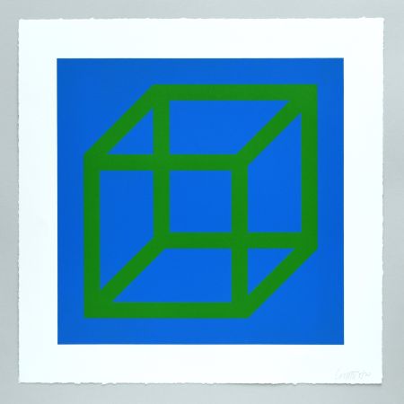Linolschnitt Lewitt - Open Cube in Color on Color Plate 24