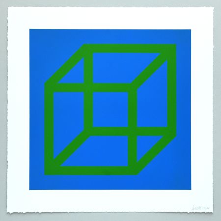 Linolschnitt Lewitt - Open Cube in Color on Color Plate 24