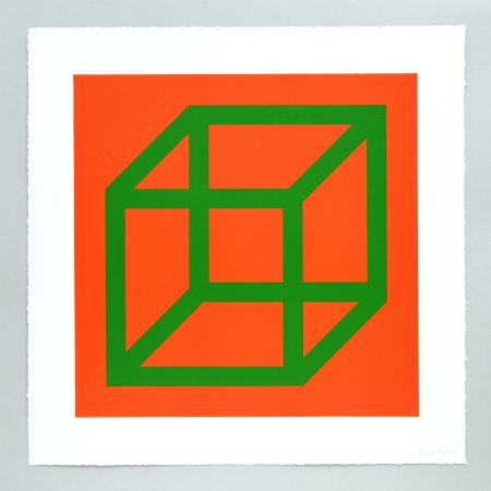 Linolschnitt Lewitt - Open Cube in Color on Color Plate 25