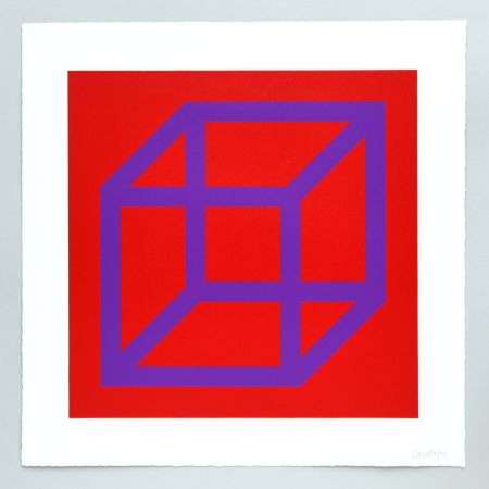 Linolschnitt Lewitt - Open Cube in Color on Color Plate 26