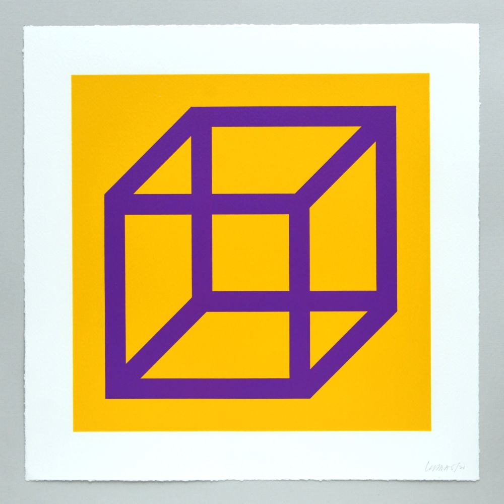 Linolschnitt Lewitt - Open Cube in Color on Color Plate 27