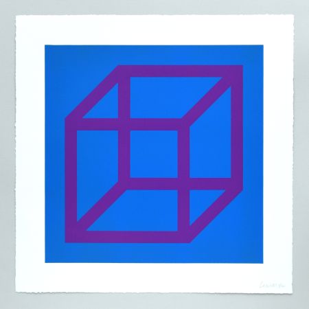 Linolschnitt Lewitt - Open Cube in Color on Color Plate 28