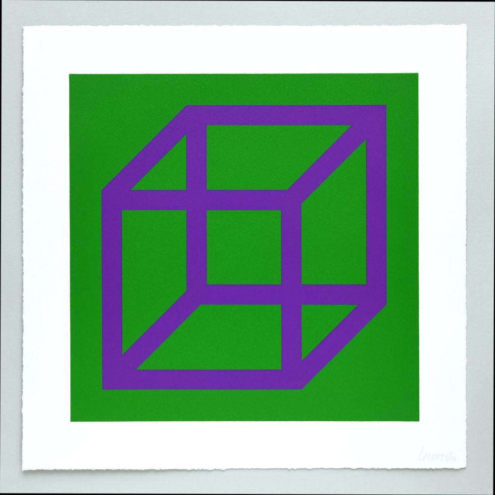 Linolschnitt Lewitt - Open Cube in Color on Color Plate 30