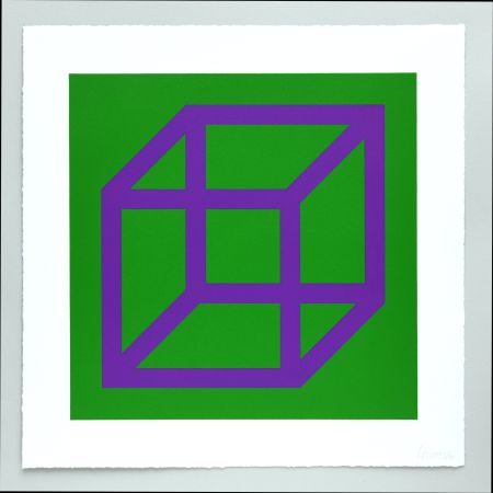 Linolschnitt Lewitt - Open Cube in Color on Color Plate 30