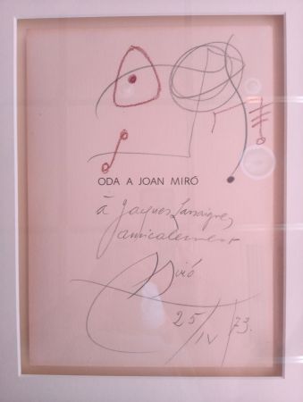 Keine Technische Miró - Original drawing dedicated to Jacques Lassaigne (with COA)