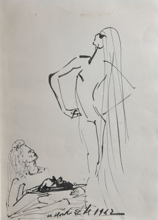 Illustriertes Buch Dali - Original Drawing Salom, Herod, & The Head of John The Baptist in The Secret Life of Salvador Dali book