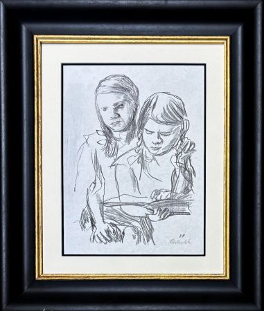 Lithographie Kokoschka - Oskar Kokoschka (1886–1980) - Zwei lesende Mädchen (Trudl - Doppelbild) - Chalk lithography - 1931