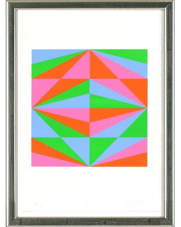 Siebdruck Bill - O.T. (azurblau, grün, rosa, orange), 1965
