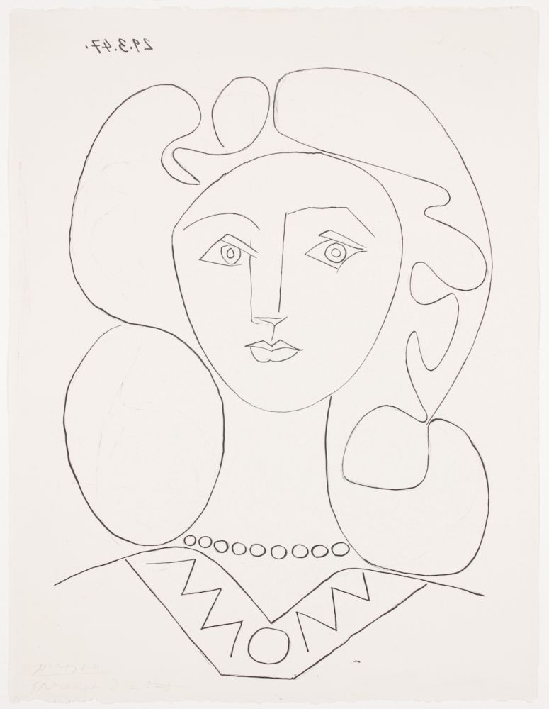 Lithographie Picasso - Pablo Picasso- La Femme au Collier, Portrait of Françoise, 1947