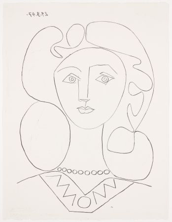 Lithographie Picasso - Pablo Picasso- La Femme au Collier, Portrait of Françoise, 1947