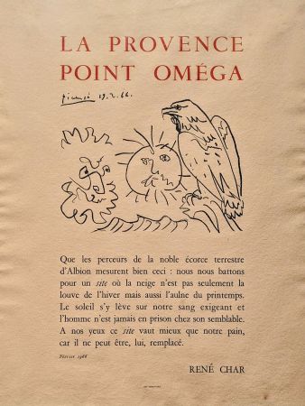 Lithographie Picasso - Pablo PICASSO (1881-1973), La Provence point Oméga, Lithograph, 1966