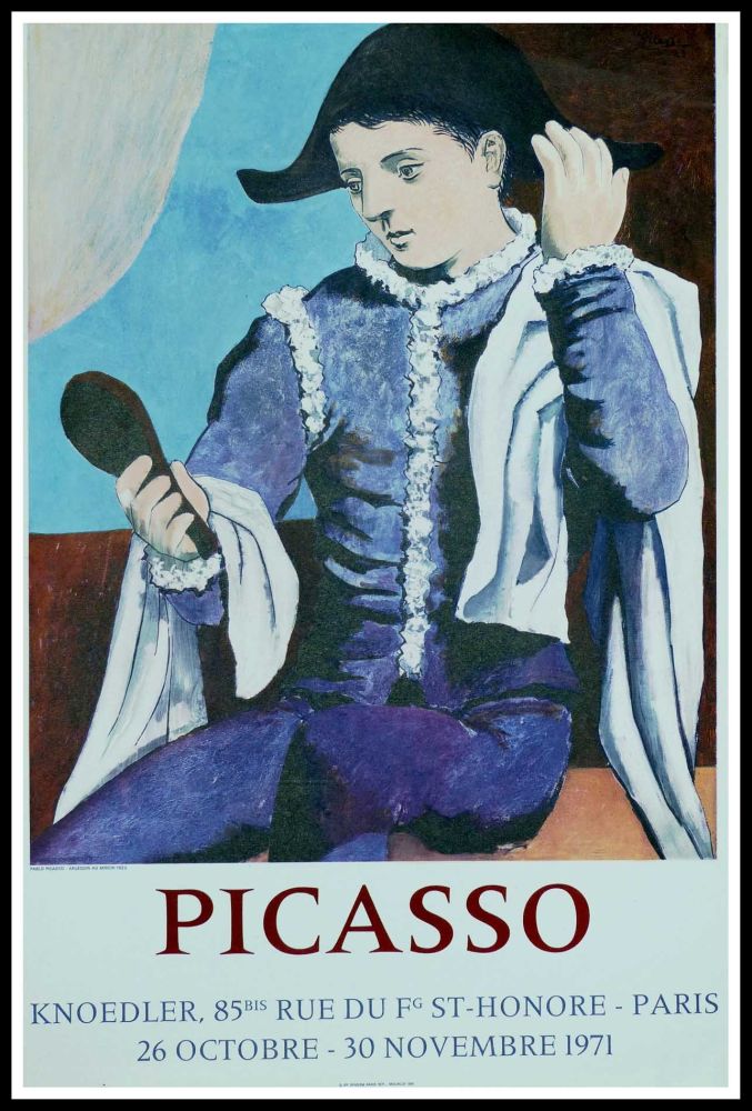 Plakat Picasso - PABLO PICASSO GALERIE KNOEDLER L'ARLEQUIN AU MIROIR 