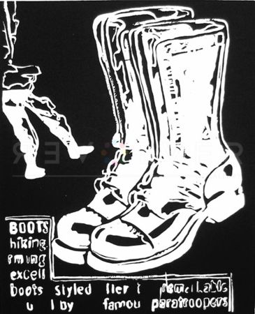 Siebdruck Warhol - Paratrooper Boots Negative