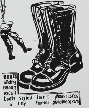 Siebdruck Warhol - Paratrooper Boots Positive