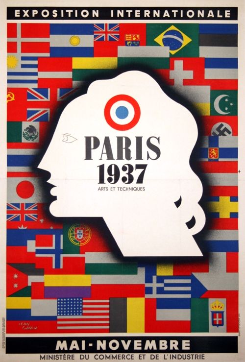 Lithographie Carlu - Paris Exposition Internationale  1937
