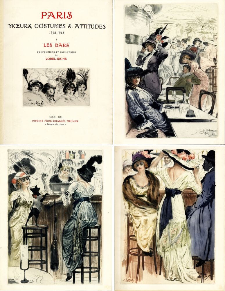 Illustriertes Buch Lobel-Riche - PARIS. MŒURS, COSTUMES ET ATTITUDES, 1912-1913. LES BARS (M. Guillemot).