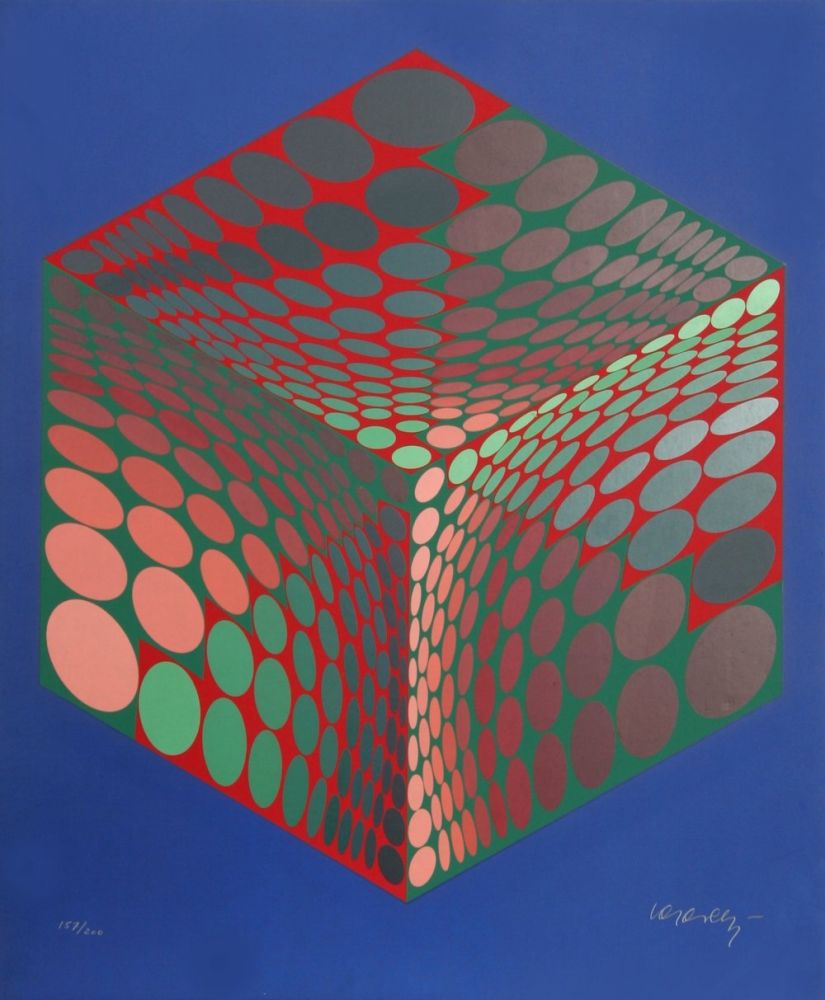 Siebdruck Vasarely - Parmenide (Red, Green, & Blue)