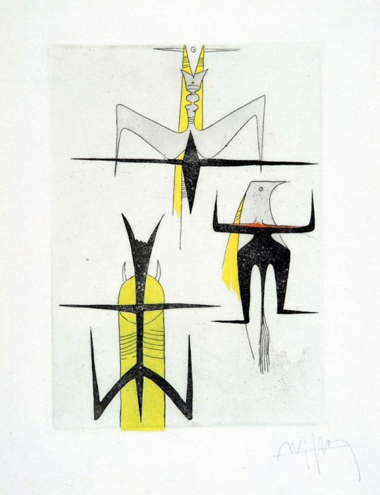 Radierung Und Aquatinta Lam - PAROLES PEINTES (1959) 10 gravures originales de Max Ernst, Jacques Hérold, Wifredo Lam, Sébastian Matta et DorotheaTanning. Poèmes d’Alain Bosquet.
