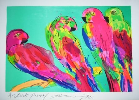 Lithographie Ting - Parrots
