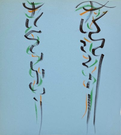 Keine Technische Debré - Pastels sur papier bleu, 1991. 