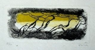 Radierung Und Aquatinta Fautrier - Paysage jaune et violet