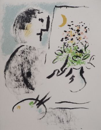 Lithographie Chagall - Peintre dans l'atelier