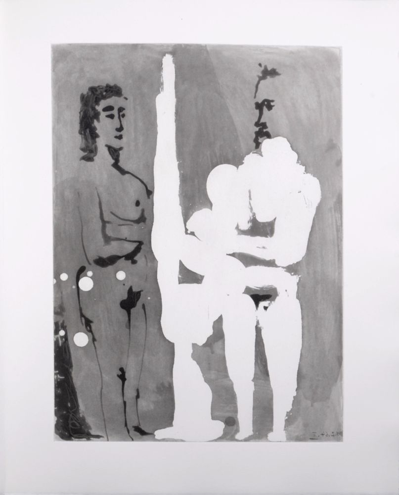 Aquatinta Picasso - Peintre debout à son chevalet avec son modèle, 1966